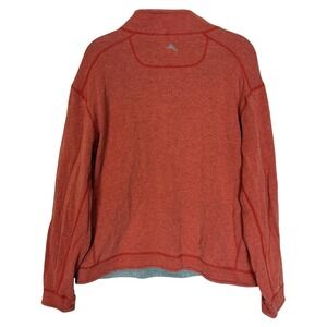 Tommy Bahama Sweatshirt Mens L Orange 1/4 Zip Fleece Mock Neck Pullover Casual